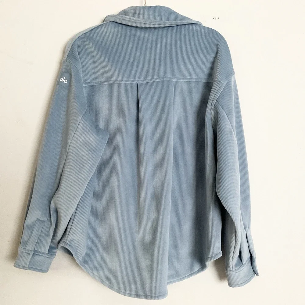 Alo Yoga Ribbed Velour Mountain Side Shacket Celestial Blue S